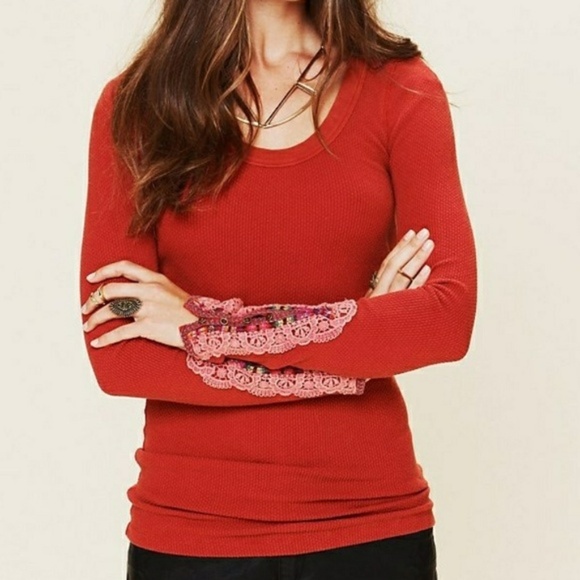 Free People Red Fiesta Cuff Thermal - EUC - Picture 2 of 8